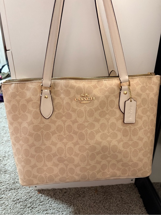 Coach Handbags - Tan Coach Signature Canvas Tote with Gold Hardware